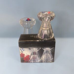 Studio Nova  Crystal  Candlestick Holders with Red & Blue Accents